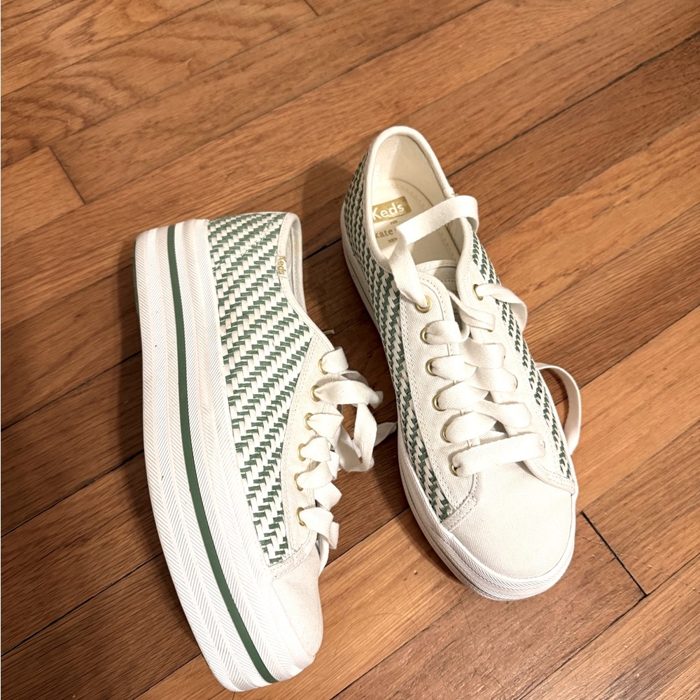 Keds x Kate Spade Women's Stylish Green and White Sneakers